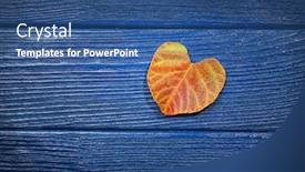  Presentation with autumn blue - Amazing presentation design having autumn-leaf-like-a-heart backdrop and a ocean colored foreground