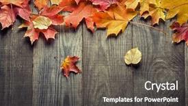  Presentation with autumn wood - Presentation design featuring deck copy place for inscription background and a dark gray colored foreground