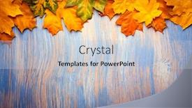  Presentation with autumn blue - Presentation design featuring autumn-leaf-on-wood-blue background and a lemonade colored foreground