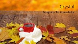  Presentation with fall leaves - Colorful PPT theme enhanced with sun light background fall time backdrop and a gold colored foreground