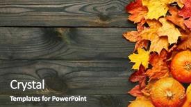  Presentation with autumn leaves - Beautiful slide deck featuring autumn leaves and pumpkins backdrop and a dark gray colored foreground