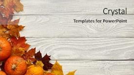  Presentation with autumn leaves - Slides enhanced with autumn leaves and pumpkins background and a light gray colored foreground