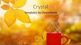  Presentation with fall leaves - Beautiful PPT theme featuring autumn leaves and red cup of coffee on the sun blurred trees fall background backdrop and a yellow colored foreground