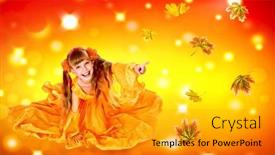  Presentation with fall color - Beautiful slides featuring autumn-leaves-background-with-child backdrop and a gold colored foreground