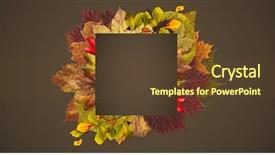  Presentation with fall leaves border autumn - Presentation theme having autumn leaves border with dark background and a tawny brown colored foreground