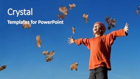  Presentation with falling leaves - Cool new slides with autumn leaves falling on boy backdrop and a ocean colored foreground