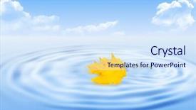 Presentation with water leaf - Beautiful presentation theme featuring autumn leaves falling sky - yellow dry maple leaf backdrop and a  colored foreground