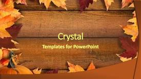  Presentation with autumn wood - Colorful slide deck enhanced with autumn leaves frame with wood backdrop and a tawny brown colored foreground