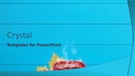  Presentation with autumn blue - Presentation theme consisting of autumn leaves hot steaming cup of coffee on wooden blue background background and a teal colored foreground