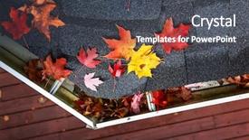  Presentation with gutter - Audience pleasing slide set consisting of autumn leaves in a rain backdrop and a dark gray colored foreground