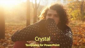  Presentation with knit fabrics - PPT theme featuring autumn leaves in park backlight background and a tawny brown colored foreground