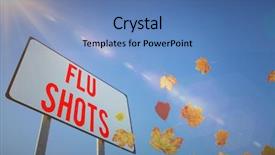  Presentation with autumn leaves - Cool new theme with flu shot - autumn leaves pattern against low backdrop and a teal colored foreground