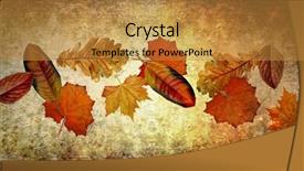  Presentation with autumn leaves - Beautiful PPT theme featuring autumn-leaves-printed-on-textured backdrop and a gold colored foreground