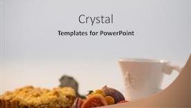  Presentation with tea leaves - Theme featuring autumn leaves various fruits and cup of tea on chopping board against white background background and a light gray colored foreground