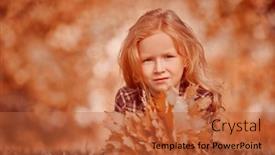  Presentation with autumn leaves - Presentation theme consisting of autumn-little-girl-walks-through background and a red colored foreground