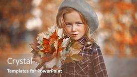  Presentation with autumn leaves - Slides with autumn-little-girl-walks-through background and a tawny brown colored foreground