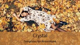  Presentation with autumn leaves - Beautiful slide deck featuring autumn mood beautiful young woman backdrop and a gold colored foreground