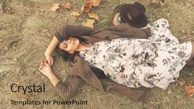  Presentation with autumn leaves - Colorful PPT layouts enhanced with autumn mood beautiful young woman backdrop and a coral colored foreground