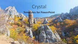  Presentation with ghost - Slide deck featuring autumn mountain ghost valley demerdji crimea ukraine background and a light blue colored foreground