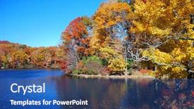  Presentation with mountain lake - Presentation theme with river valley - autumn mountain with lake view background and a ocean colored foreground