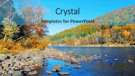  Presentation with top view of amazon river - Slides having autumn mountain with river panorama background and a cyan colored foreground