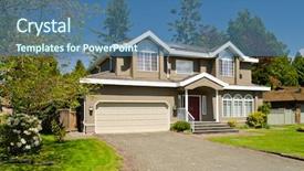  Presentation with north america - Presentation design consisting of autumn night skies - perfect neighborhood houses in suburb background and a ocean colored foreground