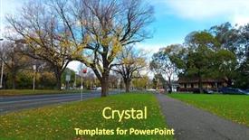  Presentation with melbourne - Colorful PPT theme enhanced with autumn on melbourne street backdrop and a tawny brown colored foreground