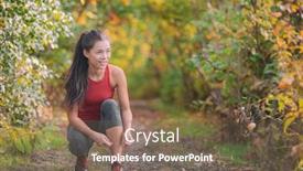  Presentation with running shoes - PPT theme with autumn-outdoor-exercise-lifestyle-asian background and a violet colored foreground