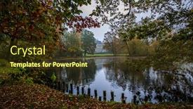  Presentation with gardens - Slide deck enhanced with autumn-park-pond-and-gardens background and a tawny brown colored foreground