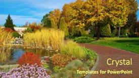  Presentation with fall foliage - PPT theme enhanced with autumn-park-with-colorful-fall background and a tawny brown colored foreground
