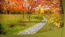  Presentation with pathway - Beautiful presentation theme featuring autumn pathway in the park backdrop and a gold colored foreground