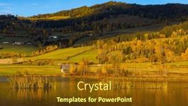  Presentation with pond - Presentation theme consisting of autumn-pond-under-the-mountains background and a tawny brown colored foreground