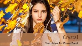  Presentation with oak - Colorful PPT theme enhanced with autumn-portrait-of-a-young backdrop and a coral colored foreground