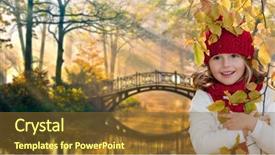  Presentation with autumn - Presentation theme enhanced with autumn - portrait of lovely girl in autumn park background and a tawny brown colored foreground