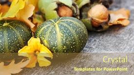  Presentation with multicolored autumn leaves orange yellow red - Presentation design having autumn-pumpkin-and-leaves background and a tawny brown colored foreground