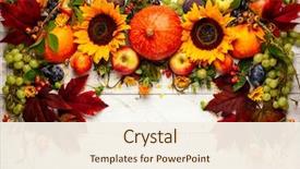  Presentation with fall leaves - Colorful PPT layouts enhanced with autumn pumpkins fruits and fall backdrop and a cream colored foreground