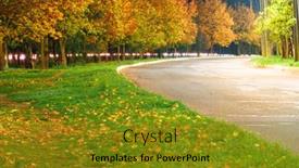  Presentation with city night - PPT layouts enhanced with autumn-road-in-a-city background and a gold colored foreground