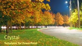  Presentation with night city - Beautiful slide deck featuring autumn-road-in-a-city backdrop and a tawny brown colored foreground