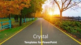  Presentation with fall leaves - Slide set with autumn-road-in-colorful-park background and a tawny brown colored foreground