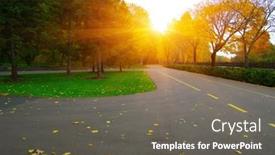  Presentation with fall leaves - PPT layouts with autumn-road-in-colorful-park background and a gray colored foreground