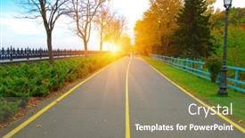  Presentation with fall leaves - PPT layouts having autumn-road-in-colorful-park background and a gray colored foreground