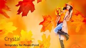 Presentation with autumn leaves - PPT theme featuring autumn-sale-banners-leaves-background background and a yellow colored foreground