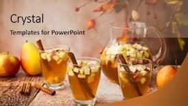  Presentation with cider - Slides having cider - autumn sangria with apples pears background and a coral colored foreground