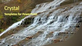  Presentation with waterfalls - Slide deck enhanced with autumn scene landscape of waterfalls at buttermilk falls state park background and a tawny brown colored foreground