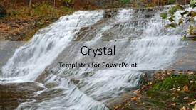  Presentation with waterfalls - Colorful presentation theme enhanced with autumn scene landscape of waterfalls at buttermilk falls state park backdrop and a light gray colored foreground