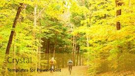  Presentation with scene - Cool new slides with autumn-scene-with-cyclists-somewhere backdrop and a gold colored foreground