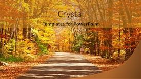  Presentation with forest road - Slides having autumn-scene-with-road background and a gold colored foreground