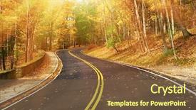  Presentation with forest road - Amazing PPT layouts having autumn scene with road backdrop and a tawny brown colored foreground