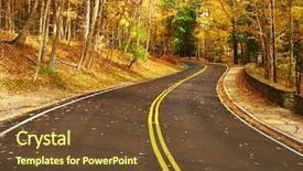  Presentation with fork road - Beautiful slide deck featuring autumn scene with road backdrop and a tawny brown colored foreground
