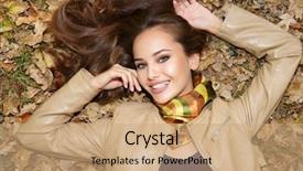  Presentation with fall down - Cool new theme with autumn scenery lying down backdrop and a coral colored foreground